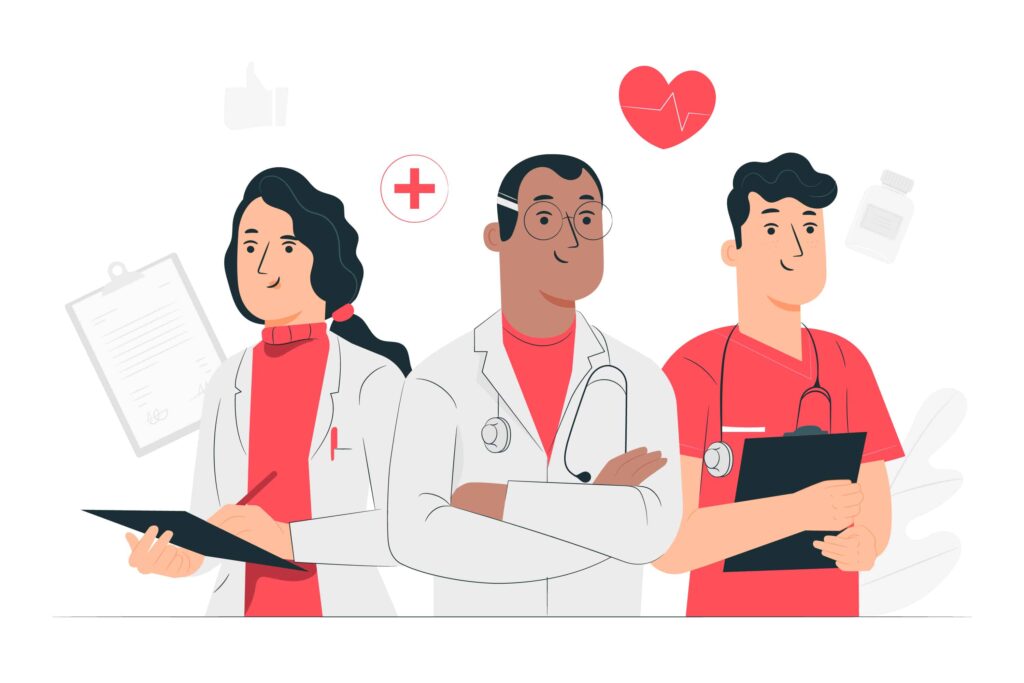 trois personnes du domaine du médical